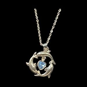 Elegant Silver Dolphin Pendant Necklace